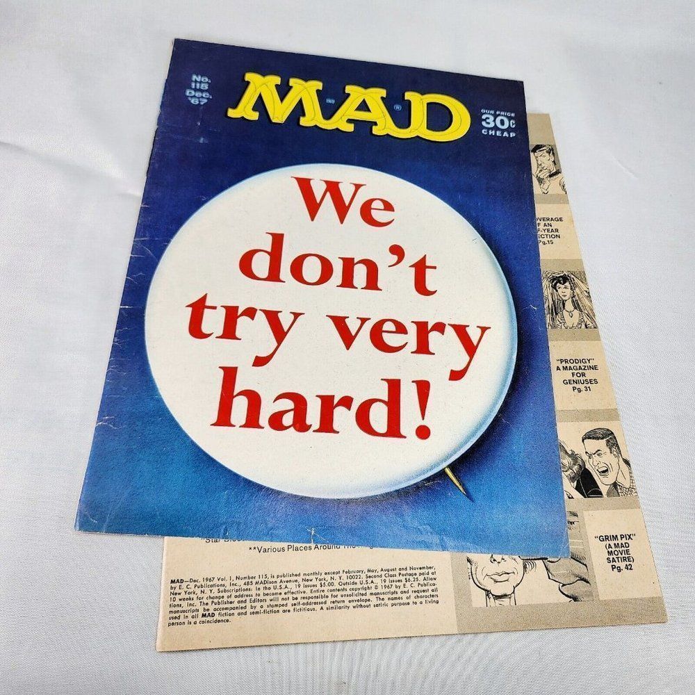 Mad Magazine #115 December 1967 We Dont Try Hard Star Trek Norman Mingo Detached